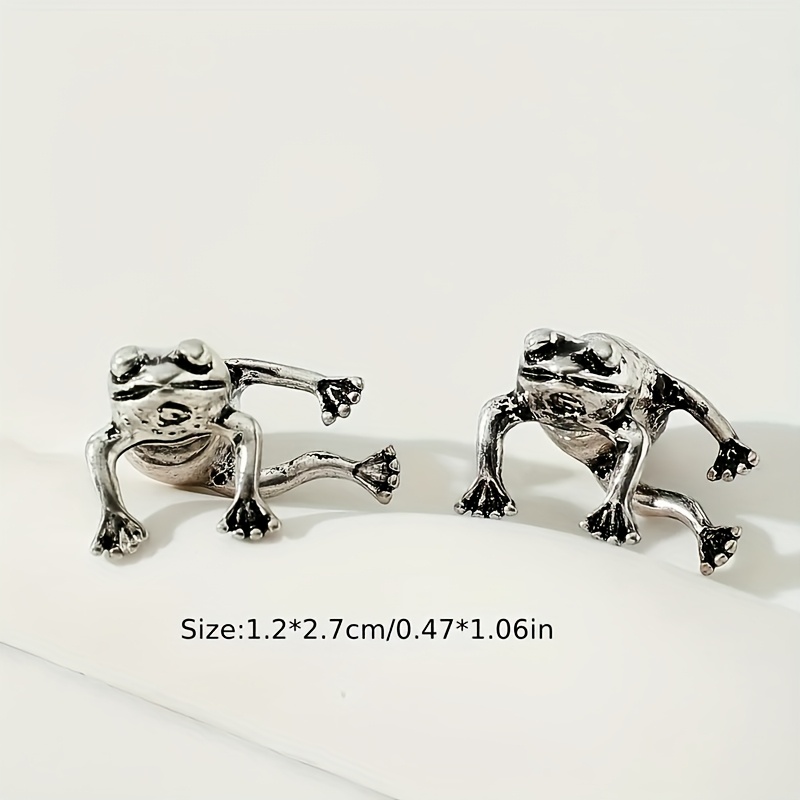 Frog Earrings Vintage Silvery Studs Party & Daily Wear